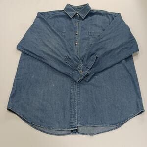 Vintage Partners Mervyns Women's Blue Cotton Shirt Pockets Size L Chest 48